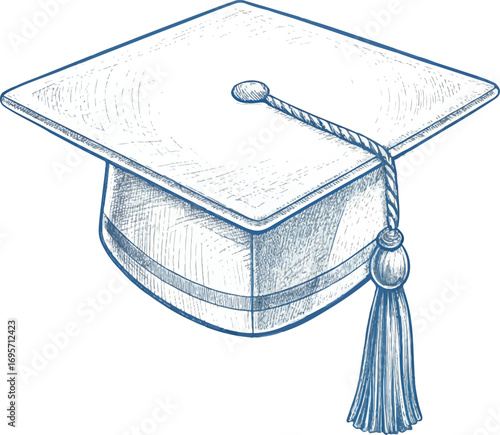 Hand-Drawn Graduation Cap Illustration – Education and Achievement Symbol