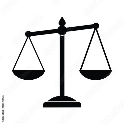 Symbolic representation of justice and legal balance with a classic weighing scale