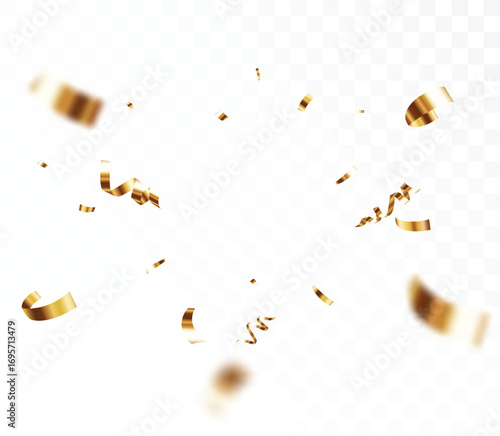Beautiful falling gold confetti and ribbon backgrounds