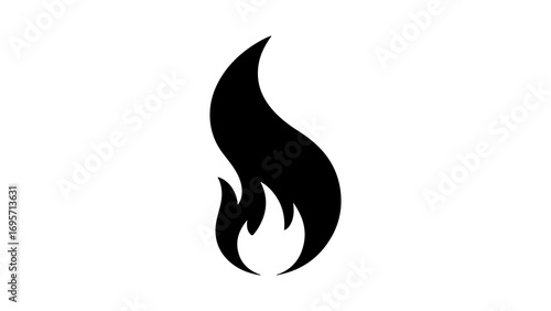 Simple black fire flame icon for graphic design elements.