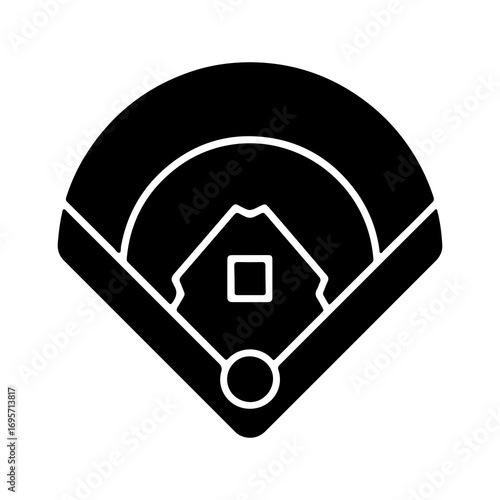 Simple black glyph icon of a baseball field diamond 1.