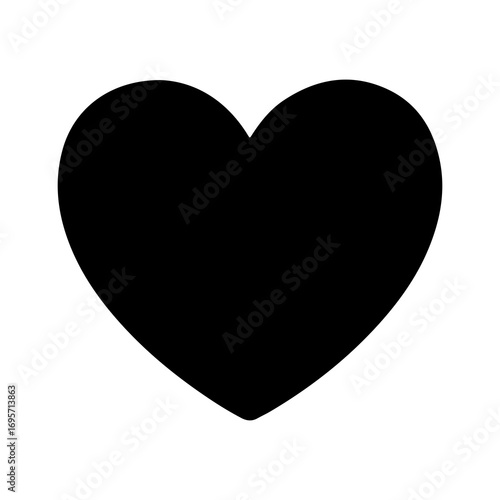 Simple black heart shape icon isolated on a white background.
