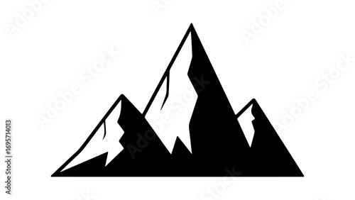 Simple black mountain range silhouette icon illustration.