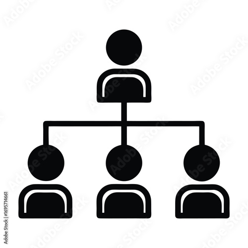 Hierarchical organizational structure chart icon showing teamwork leadership and management relationships