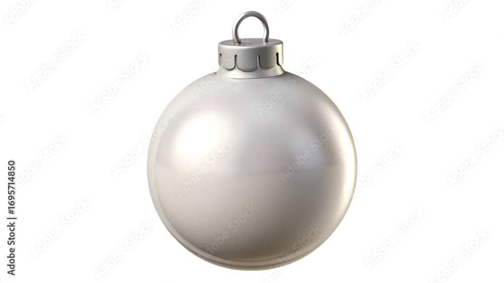 Fototapeta premium 3d illustration of a single, plain, silver christmas ornament isolated on a transparent background, ready for festive decoration