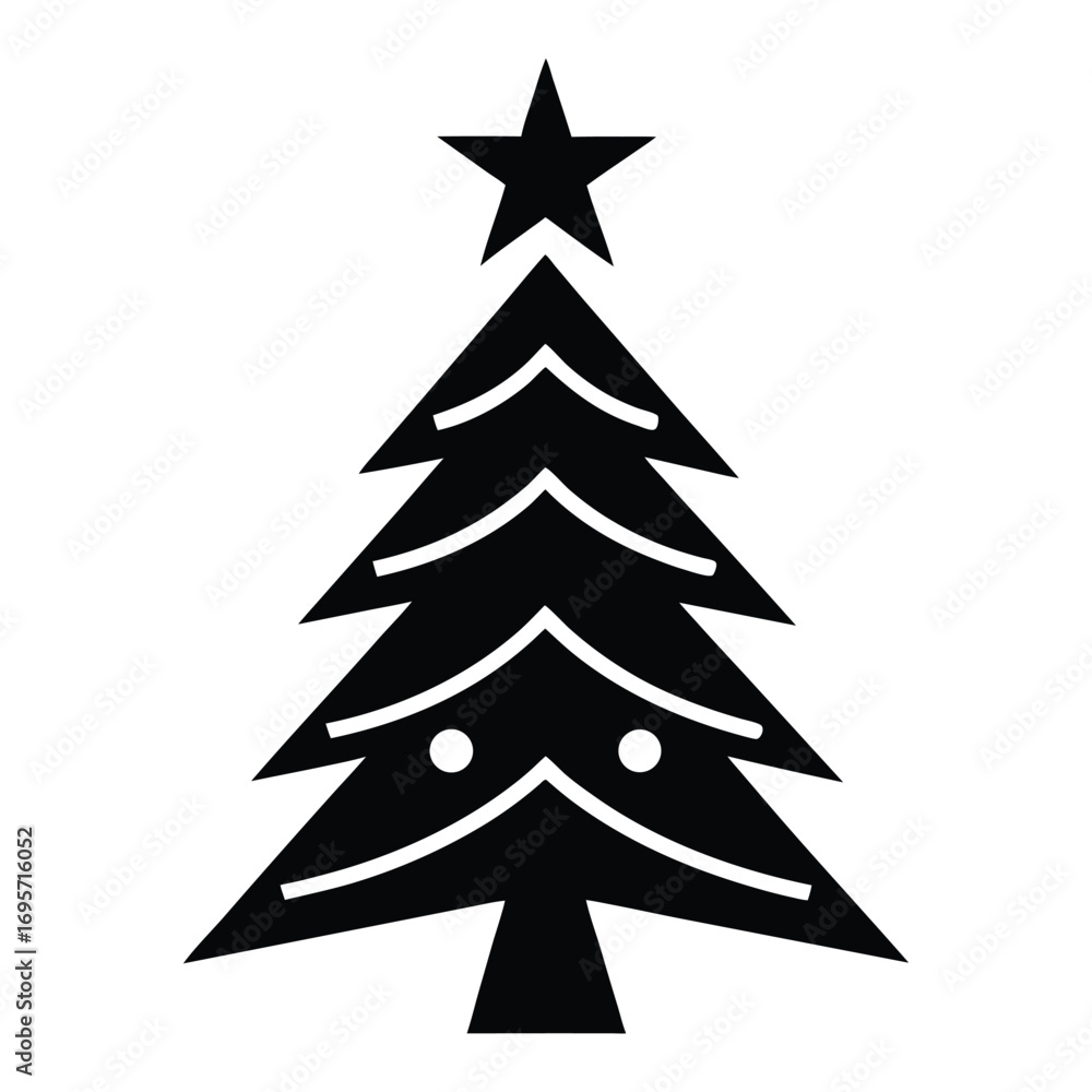 Obraz premium Simple silhouette christmas tree icon star top festive seasonal decoration holiday celebration