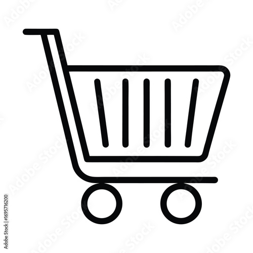 Simple line art shopping cart icon for e-commerce online shopping and retail business concepts