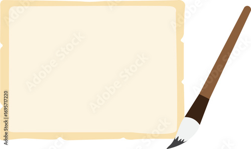 Korean Calligraphy Brush and Paper Illustration