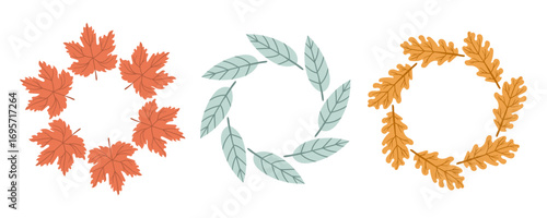 Round frame made of berries and leaves. Woodland wreath. Elegant floral seamless pattern. Template with copy space for wedding invitations and greeting cards. Vector stock illustration.