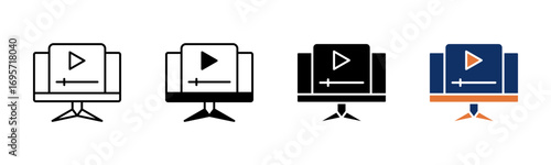 Video icon sheet multiple style collection
