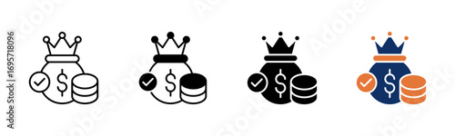 Financial icon sheet multiple style collection
