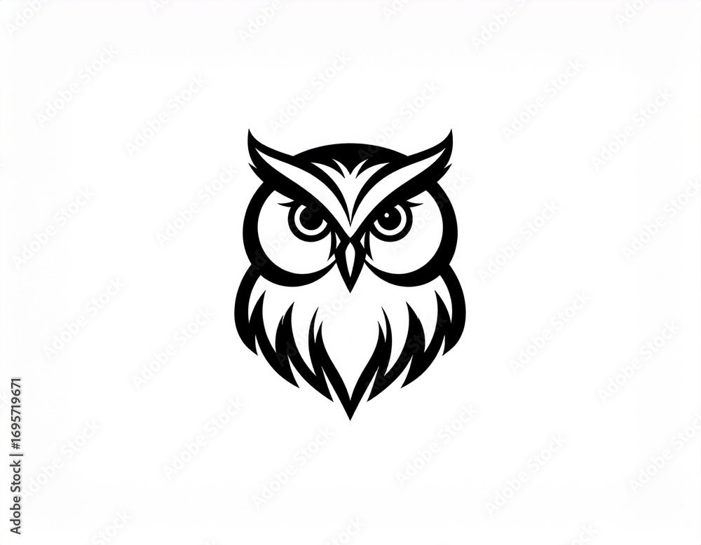 Fototapeta premium Minimal Owl Head Logo Vector Template in Black and White