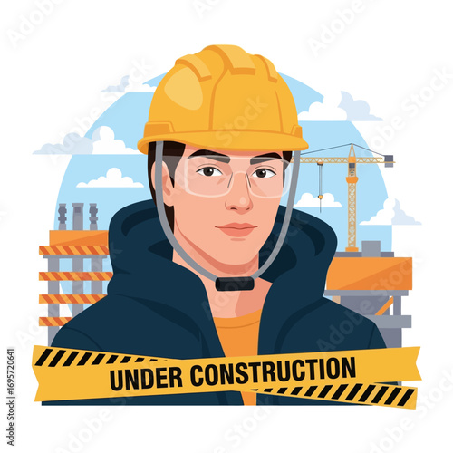 Portrait of a Construction Worker in Hard Hat