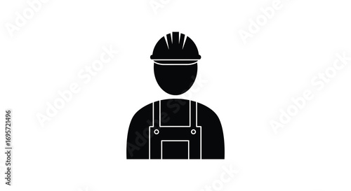 a worker icon wearing helmet and overalls silhouette