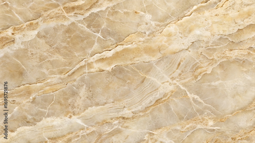Obraz premium Golden beige marble texture with natural wavy lines and cracks, abstract background