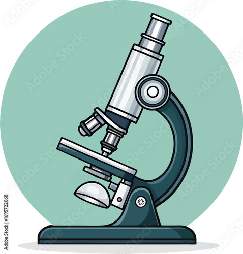 Classic Microscope Illustration – Scientific Research, Laboratory Equipment, and Microscopy Concept