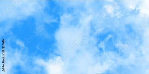 Blue sky with soft white clouds, natural background with fluffy cloudscape and clear atmosphere for peaceful design.