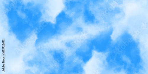 Blue sky with soft white clouds, natural background with fluffy cloudscape and clear atmosphere for peaceful design.