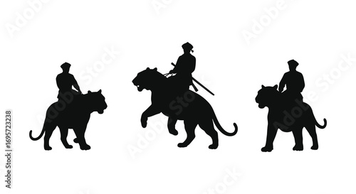 riders on horseback and tigers in silhouette art