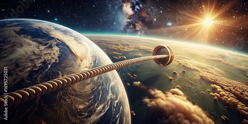 Vintage Space Elevator: Carbon Nanotube Ribbon Ascending to Orbit