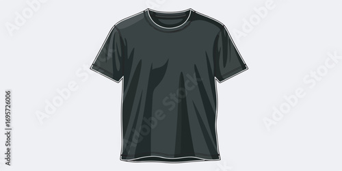High quality vector illustration of a plain black T-shirt, designed with clean lines and solid colors