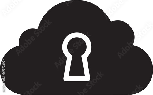 Secure cloud storage with a keyhole representing safety, ideal for businesses needing reliable data protection, ensuring peace of mind and robust security measures