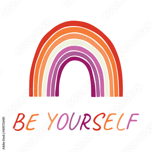 Colorful rainbow shape Lesbian pride flag Happy pride day LGBTQIA community Pride Month Vector hand drawn doodle for posters, stickers, logo, cards