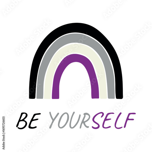 Colorful rainbow shape Asexual pride flag Happy pride day LGBTQIA community Pride Month Vector hand drawn doodle for posters, stickers, logo, cards