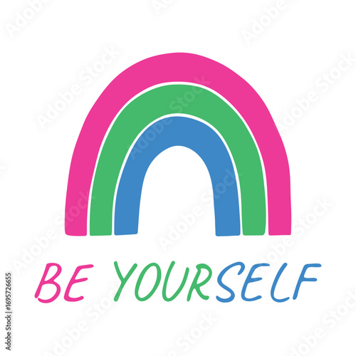 Colorful rainbow shape Polysexual pride flag Happy pride day LGBTQIA community Pride Month Vector hand drawn doodle for posters, stickers, logo, cards