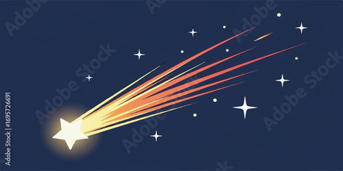 Shooting Star Vector Illustration with Dynamic Clean Lines and Gradient Effect