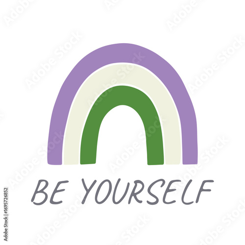 Colorful rainbow shape Genderqueer pride flag Happy pride day LGBTQIA community Pride Month Vector hand drawn doodle for posters, stickers, logo, cards