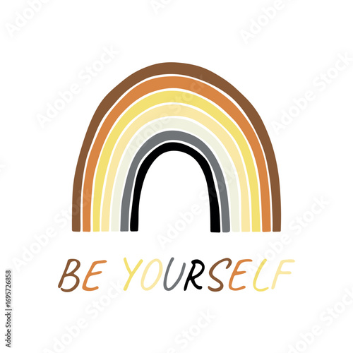 Colorful rainbow shape Bear brotherhood pride flag Happy pride day LGBTQIA community Pride Month Vector hand drawn doodle for posters, stickers, logo, cards