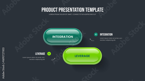 Business Solution 2 Option Diagram Presentation Design. Market Visualization Two Element Infographic Slideshow Layout. Digital Planning Slide Template Vector Illustration.