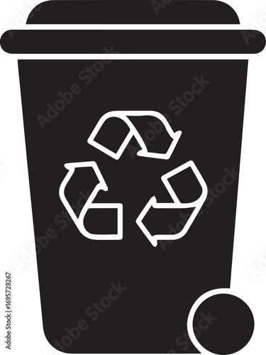 Promote eco-friendly practices with this trash can featuring the recycling symbol, perfect for environmental awareness campaigns and sustainable living initiatives