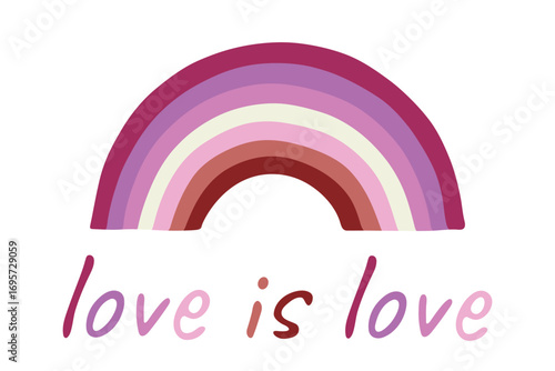 Colorful rainbow shape Lesbian pride flag Happy pride day LGBTQIA community Pride Month Vector hand drawn doodle for posters, stickers, logo, cards