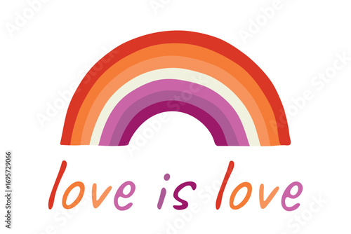 Colorful rainbow shape Lesbian pride flag Happy pride day LGBTQIA community Pride Month Vector hand drawn doodle for posters, stickers, logo, cards