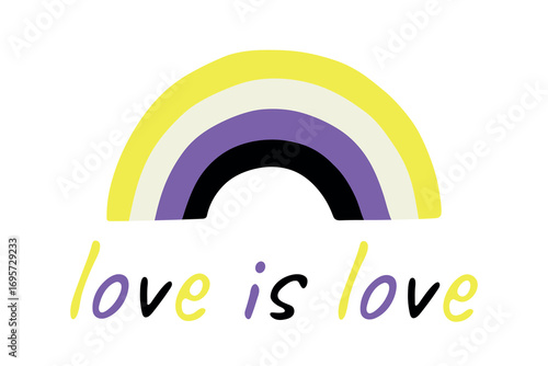 Colorful rainbow shape Non-binary pride flag Happy pride day LGBTQIA community Pride Month Vector hand drawn doodle for posters, stickers, logo, cards