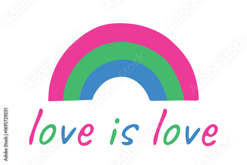 Colorful rainbow shape Polysexual pride flag Happy pride day LGBTQIA community Pride Month Vector hand drawn doodle for posters, stickers, logo, cards