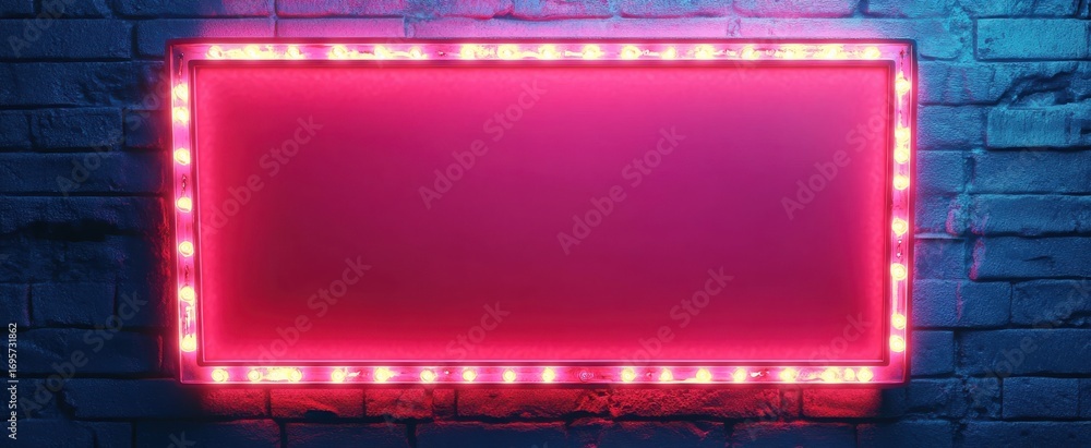 Obraz premium Retro neon signboard glowing brightly against a wall with warm red hues