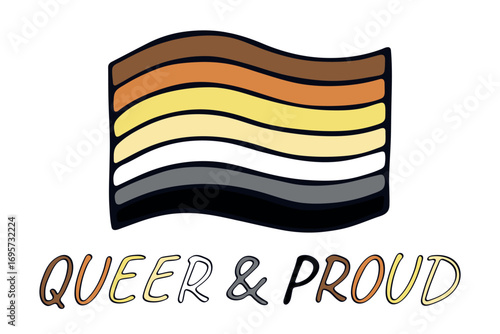 Colorful Bear brotherhood pride flag Happy pride day LGBTQ community Pride Month Vector hand drawn doodle for posters, stickers, logo, cards