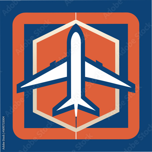 Airplane Inside Square Frame Logo Design
