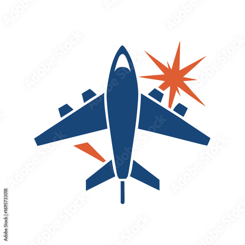 Airplane With Sparkburst Icon Logo Design