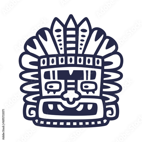 Maya Civilization Symbols and Primitive Traditional Sign Vector Illustration