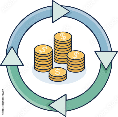Financial Growth and Investment Cycle – Money Circulation, Revenue Return, and Sustainable Economy Concept