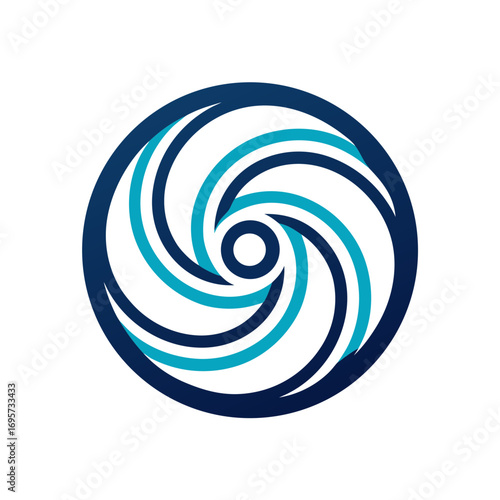 Blockchain Node Swirl Outline Logo Design