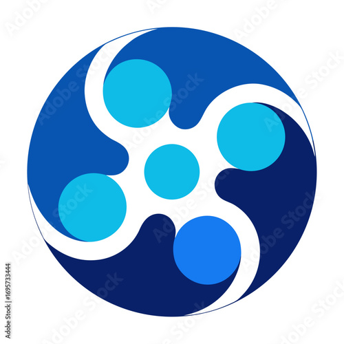 Blockchain Ripple Wave Circle Logo Design
