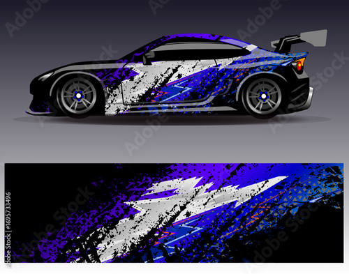 Car wrap design vector. Graphic abstract stripe racing background designs for vehicle, rally, race, adventure and car racing livery