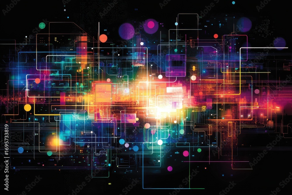 Fototapeta premium Abstract vector art showcasing futuristic circuits and glowing digital connections