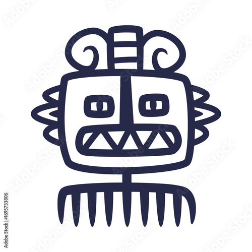 Maya Civilization Symbols and Primitive Traditional Sign Vector Illustration
