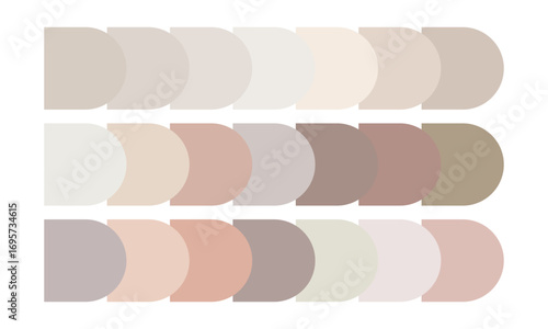 Nude and sand beige colors palette isolated on white background